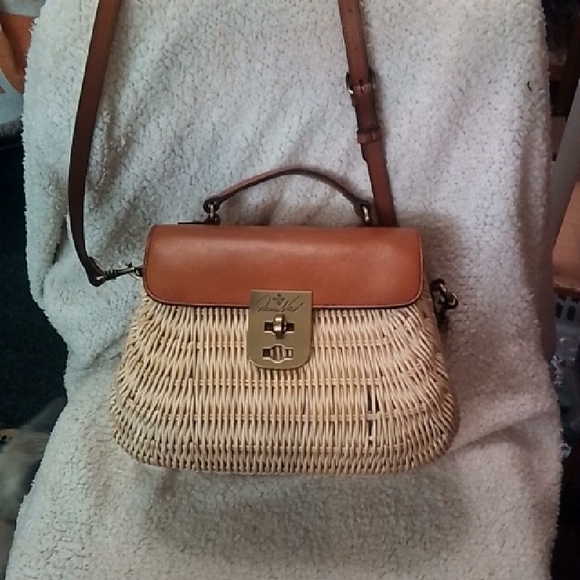 Patricia Nash Handbags - Woven Straw Patricia Nash Crossbody Bag with Tan Leather Trim